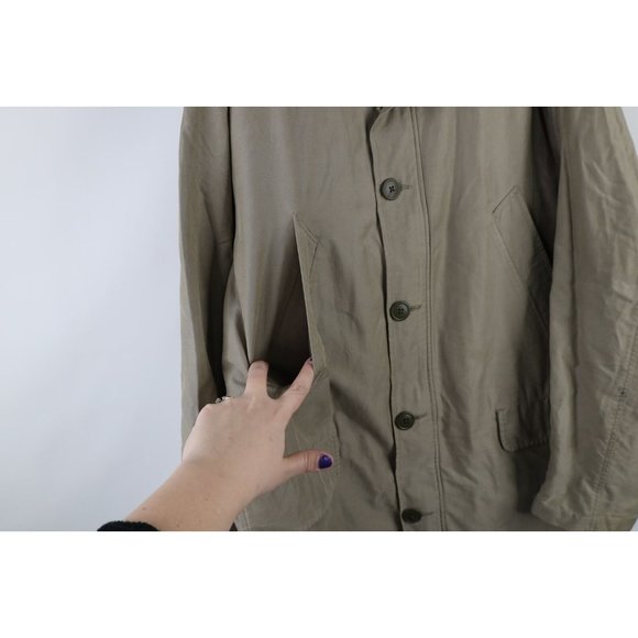 Vintage 90s Ralph Lauren Mens Large Faded Quilt Lined Chore Barn Jacket Beige - Picture 5 of 14